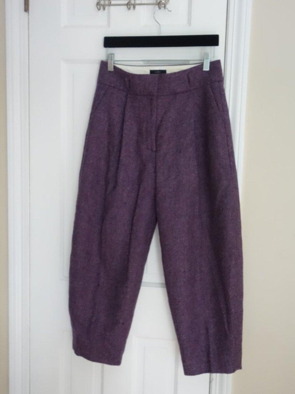 J. CREW Moon Quality British Cloth Purple Herringbone Wide-Leg Wool Slacks 4